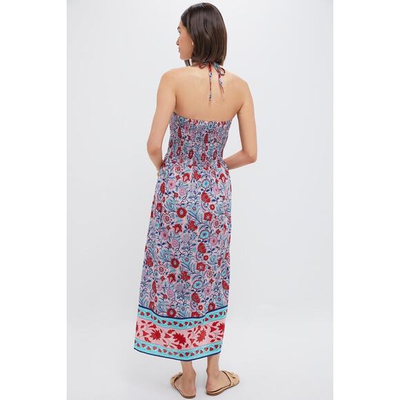 TUCKERNUCK BEACH Mauve and Rose Wildflower Smocked Lisbon Caftan Size M NWT - Picture 2 of 6